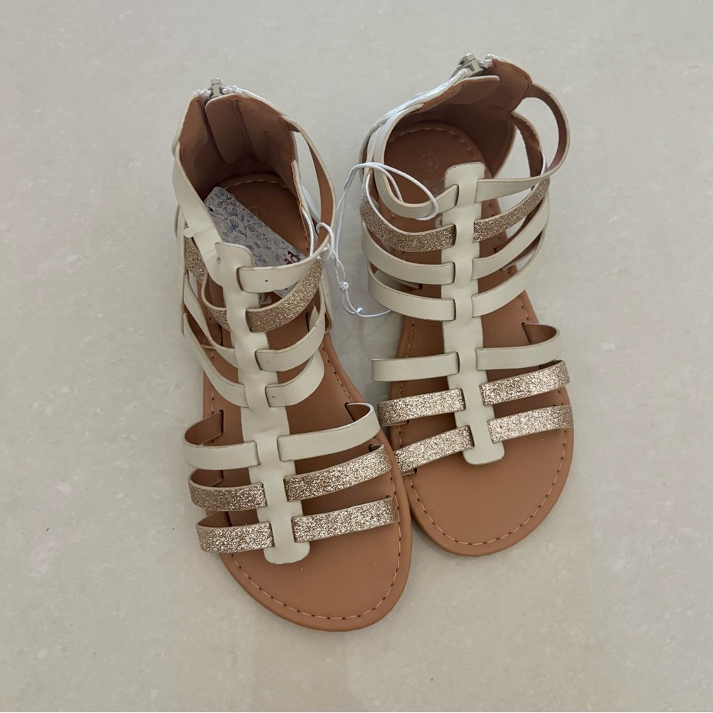 Mudd Kids Cream and Gold Gladiator Sandals